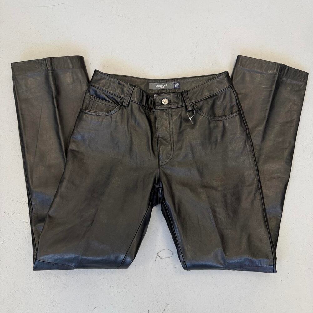 Gap black leather bootcut pants size 4